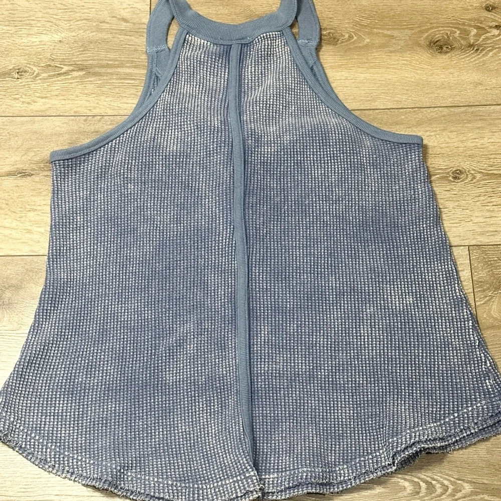•Sold•  White Birch Acid Wash Waffle Knit Henley Tank Top - Picture 9 of 9